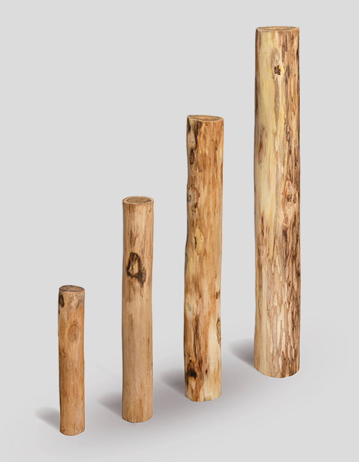 Support wall piles natural round, extra straight, peeled and smoothed from robinia wood