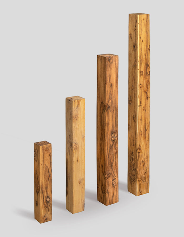 Support wall piles square from robinia wood