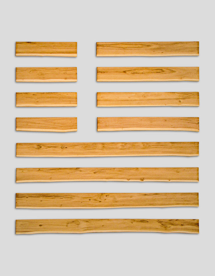 Facade wood slats shingle (one side trimmed) sanded from robinia wood