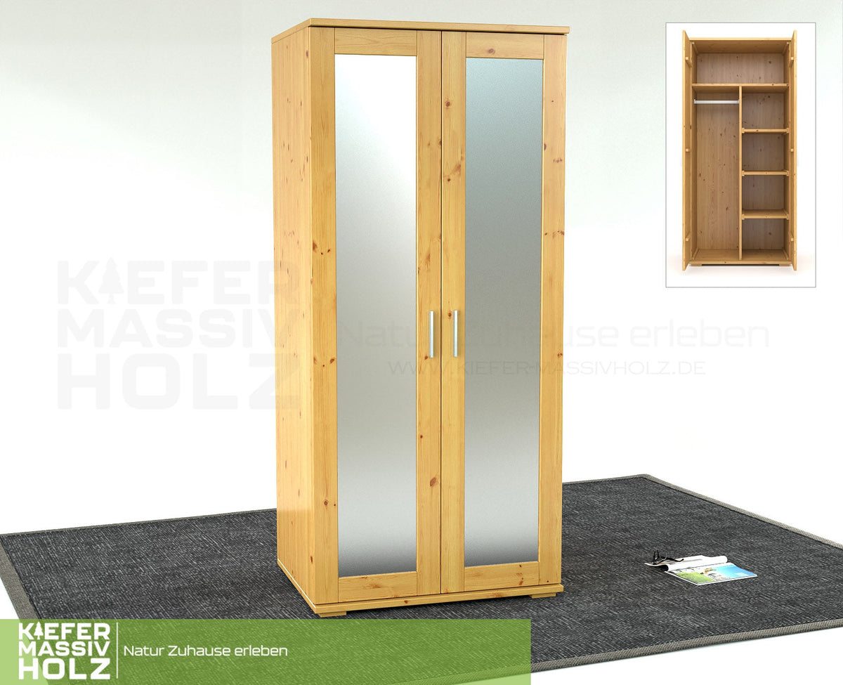 Armoire à portes miroirs Nobis Bio en pin – Quand la fonctionnalité rencontre un design intemporel