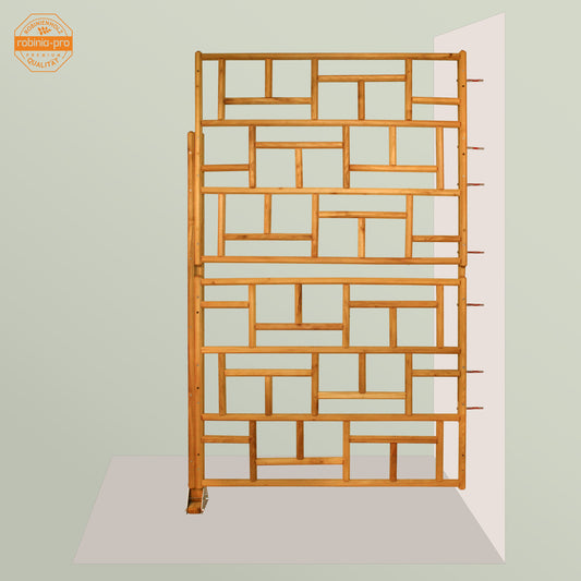 Barre de raccordement murale pour brise-vue de balcon et terrasse en bois « japanese », panneau à grille – robinia-pro