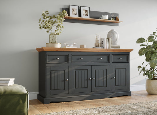 Bologna Elegante Kommode 167 cm – Stilvoller Stauraum in Graphit und Kiefer Natur