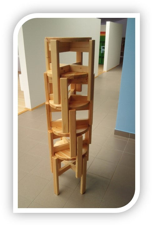 Leo Hocker stapelbar Bio Holz | Schemel aus massivem Kiefernholz | 100% nachhaltig
