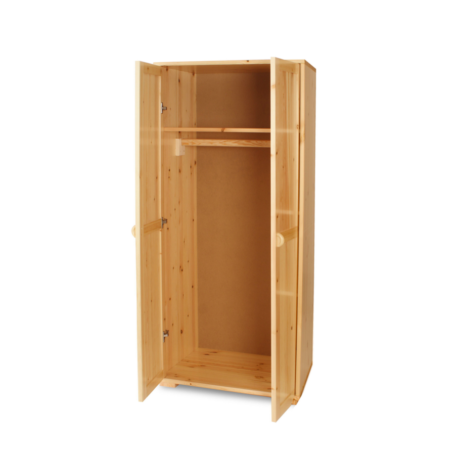 Armoire Vanessa en pin bio | 2 portes avec tringle, 100 % bois massif