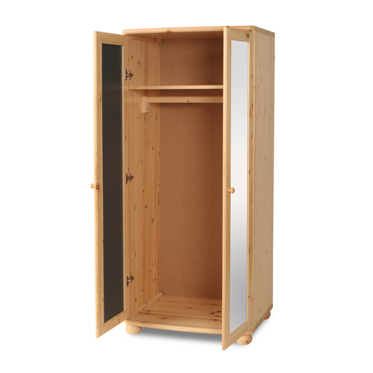 Armoire Claudia en bois massif | Armoire miroir 2 portes en pin 100 % bio