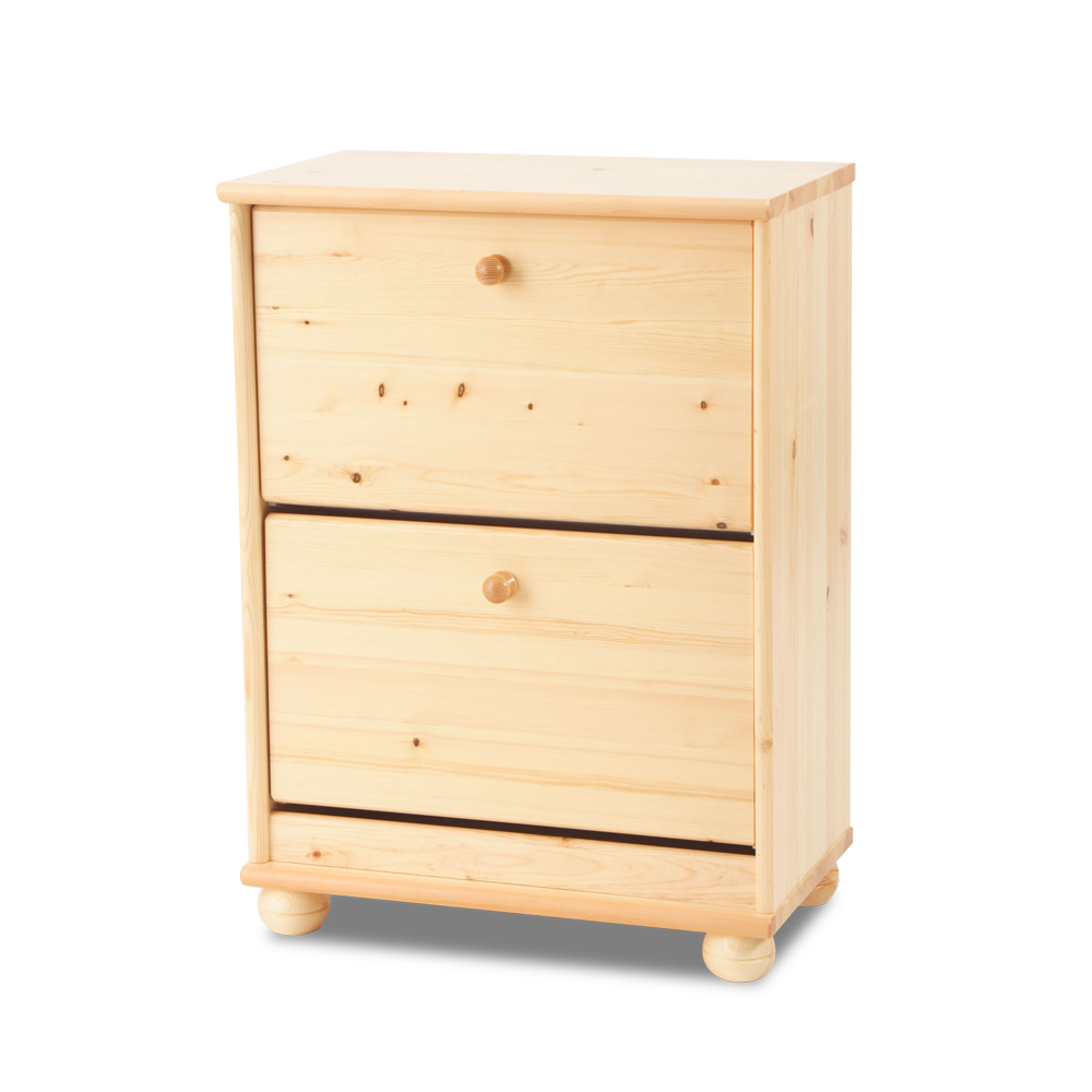 Meuble à chaussures Claudia bio pin – Meuble basculant 2 portes en pin 100% massif