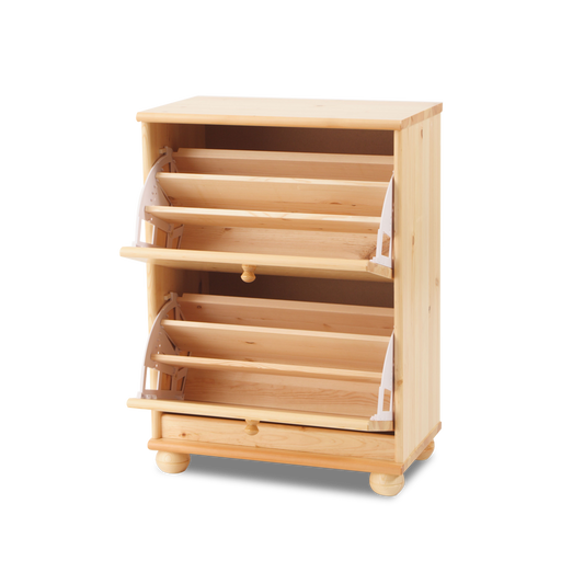 Meuble à chaussures Claudia bio pin – Meuble basculant 2 portes en pin 100% massif