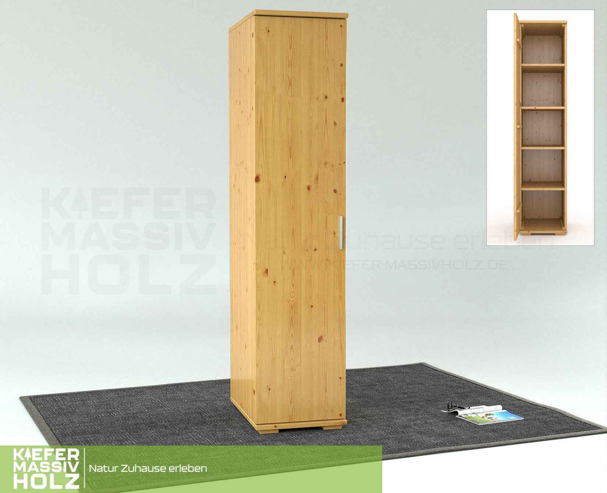 Armoire Nobis en pin bio | 59 cm de profondeur, 1 porte avec tringle, 100 % bois massif de pin bio