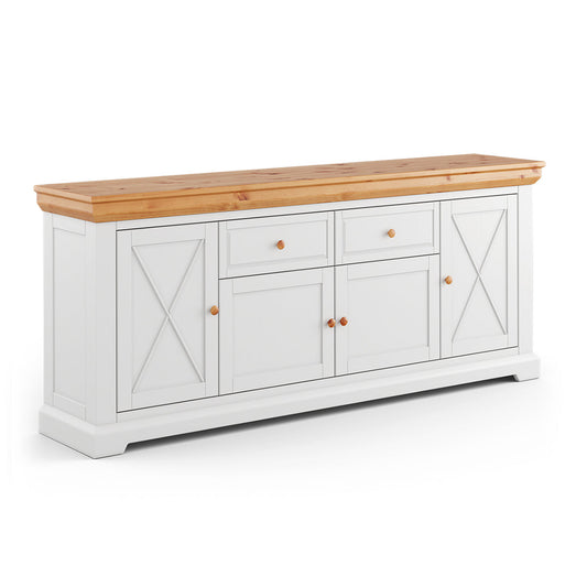 Commode Milano Elite 2.4 pin - Buffet bas élégant en blanc et pin naturel pour votre intérieur