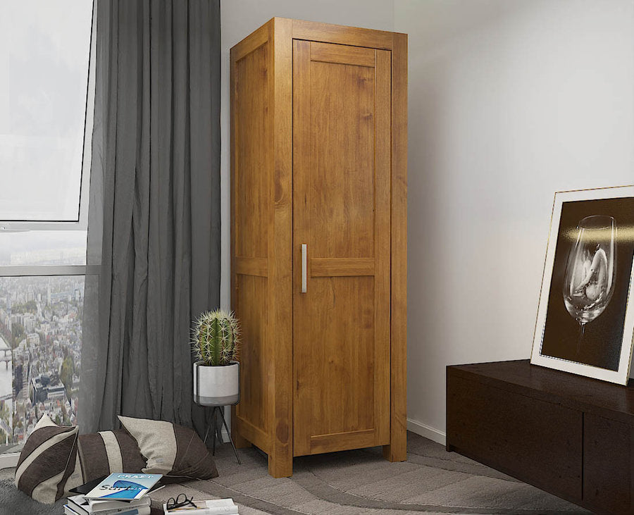 Armoire NATURA 1 porte avec étagères en bois massif