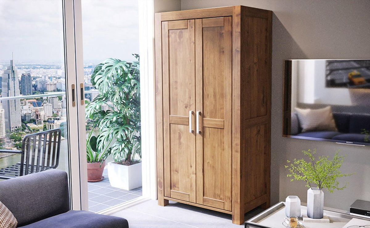 Armoire NATURA en bois de bouleau – Armoire artisanale à 2 portes pour plus d'ordre