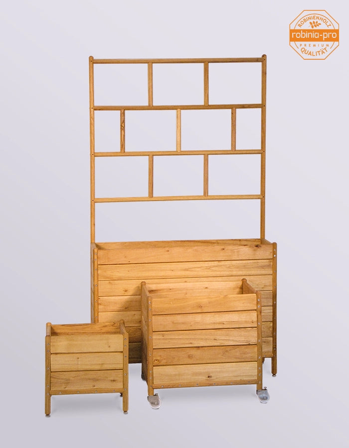 Jardinière en bois, également avec treillis et brise-vue