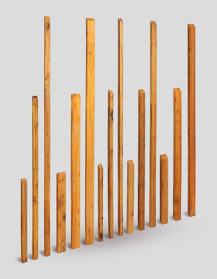Rectangular fence slats / boards (beveled), sanded, ends beveled from locust wood