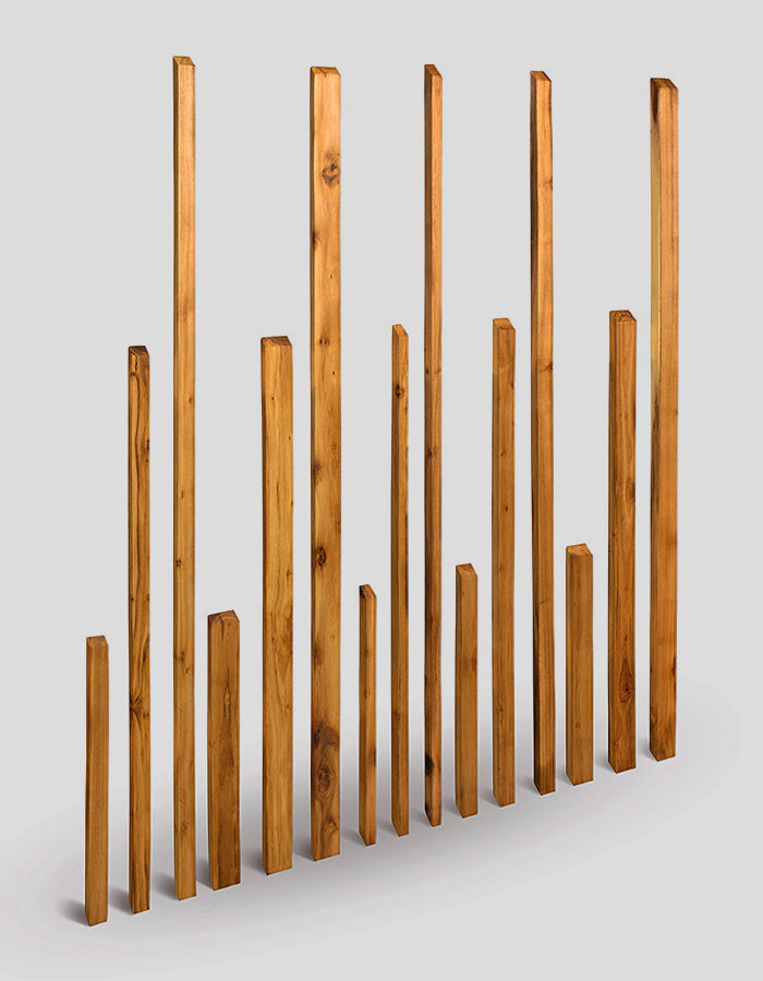 Poteaux de clôture carrés, bruts de sciage, extrémités biseautées, en bois de robinier