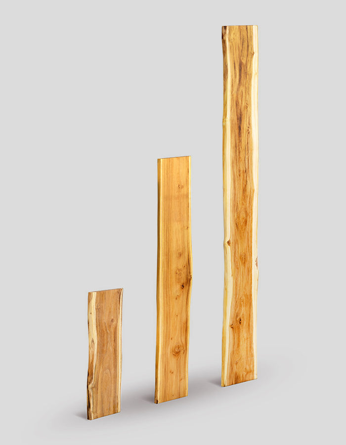 Planches de clôture à bords naturels (non biseautés), poncées, extrémités non biseautées, en bois de robinier