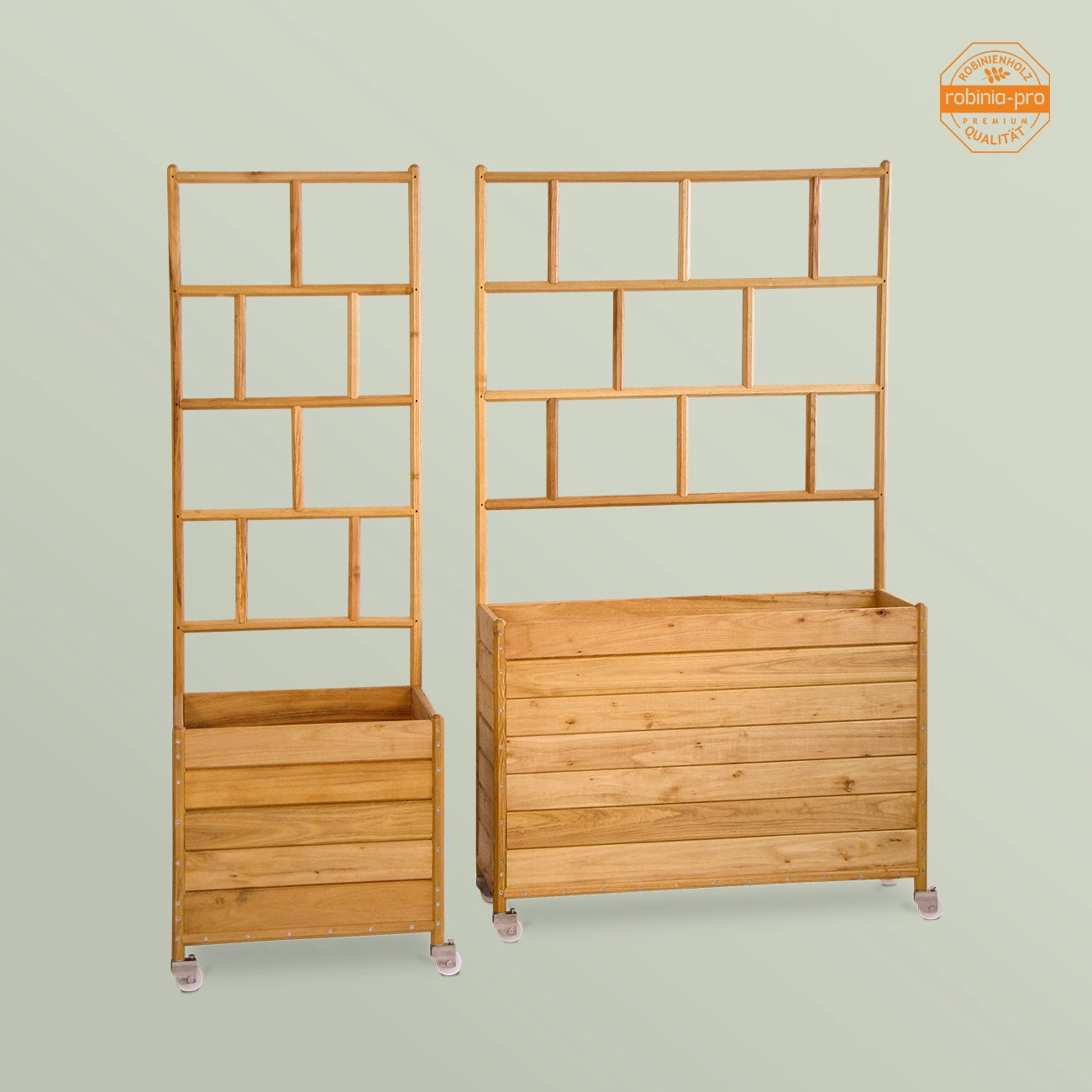 Jardinière Robinia-Pro avec treillis, modèle classique, sur roulettes