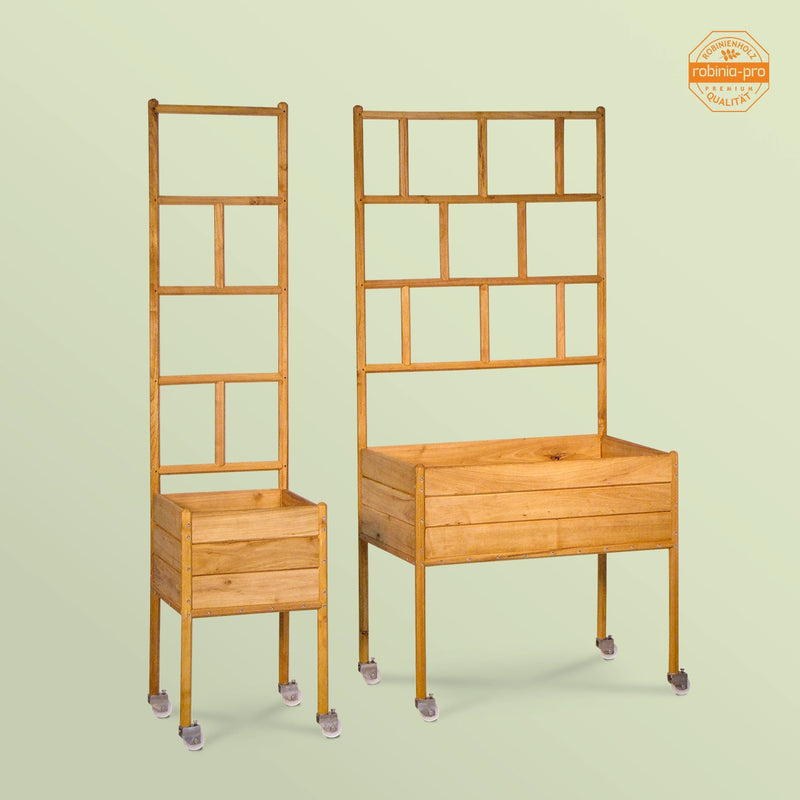 Jardinière Robinia-Pro sur pilotis et roues, avec treillis classique