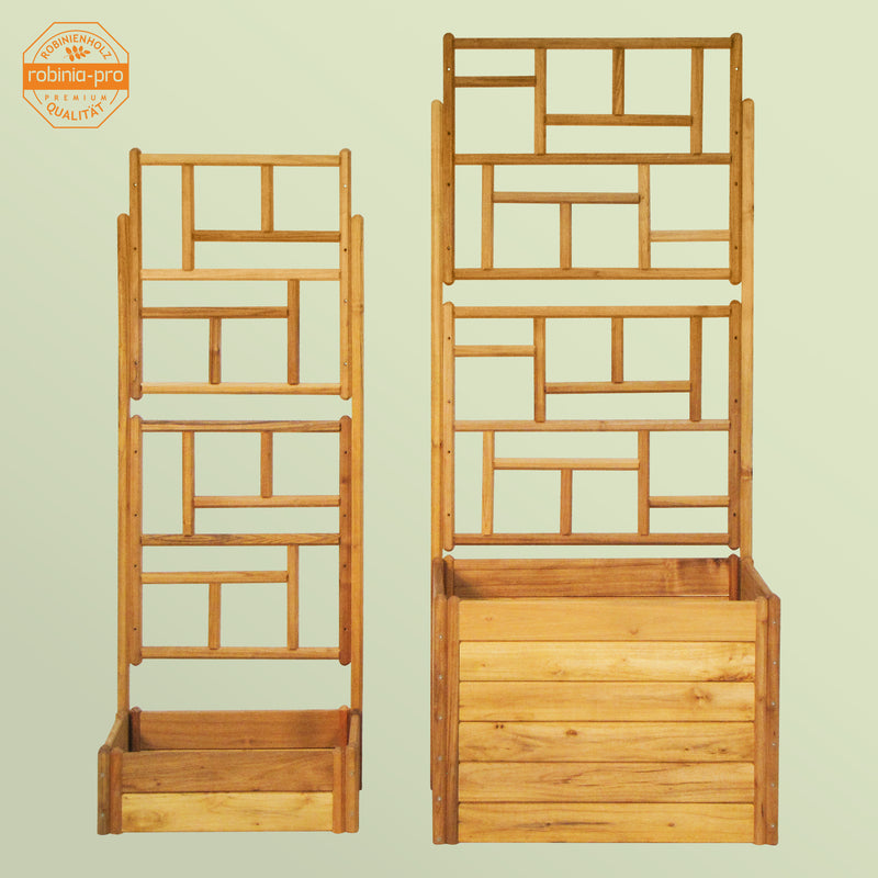 Robinia-Pro, plate-bande surélevée avec treillis, style japonais