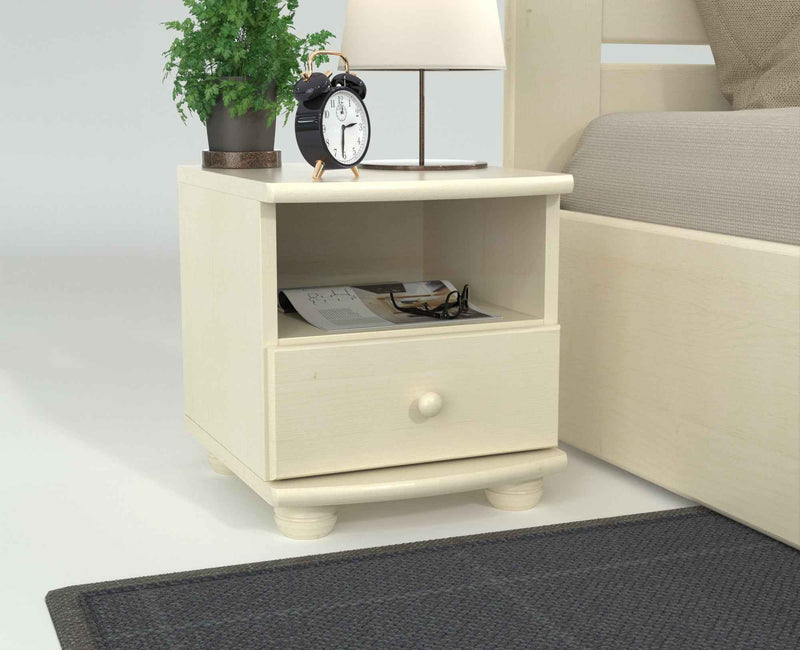 Claudia Kiefer Nachttisch Massivholz mit 1-Schublade und 1 Regal | 100% Bio Kiefer