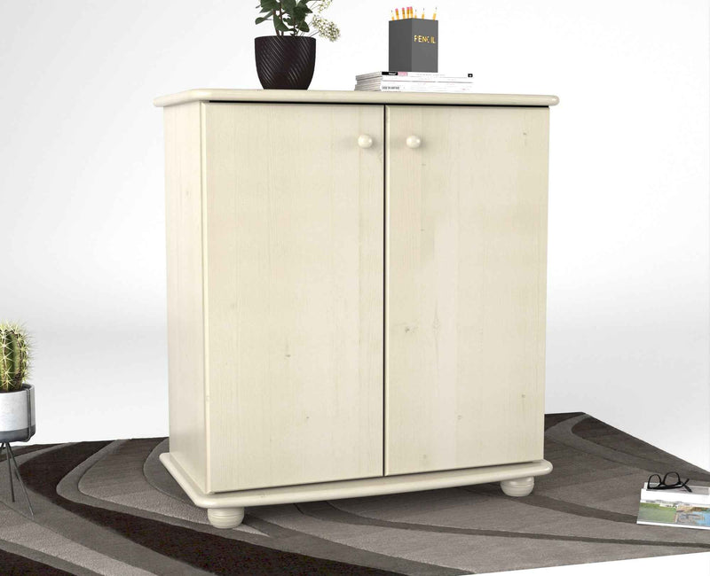 Anika Kommode Bio Kiefer Massivholz | 2-Türig Sideboard mit Regalfächer aus 100% Massivholz