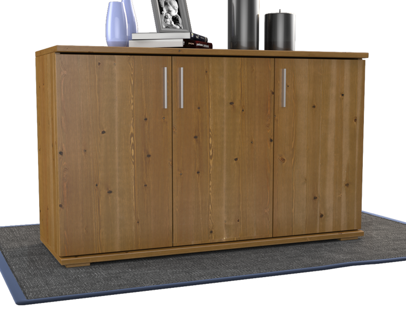 Nobis Kommode Bio Kiefer Massivholz | 3-Türig Sideboard mit Regalböden aus 100% Bio Kiefer