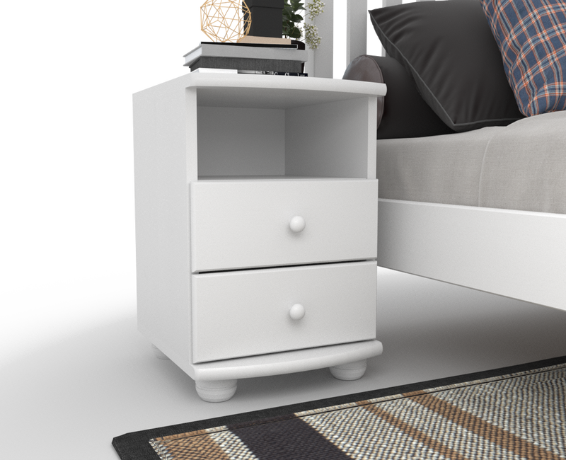 Claudia Kiefer Nachttisch 2-Schubladen aus 100% Bio Kiefer mit Regal