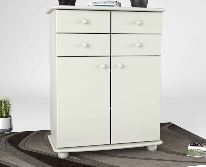 Anika Kommode Sideboard aus 100% Bio Kiefer Massivholz | 2-Türig | 4 Schubladen Anrichte