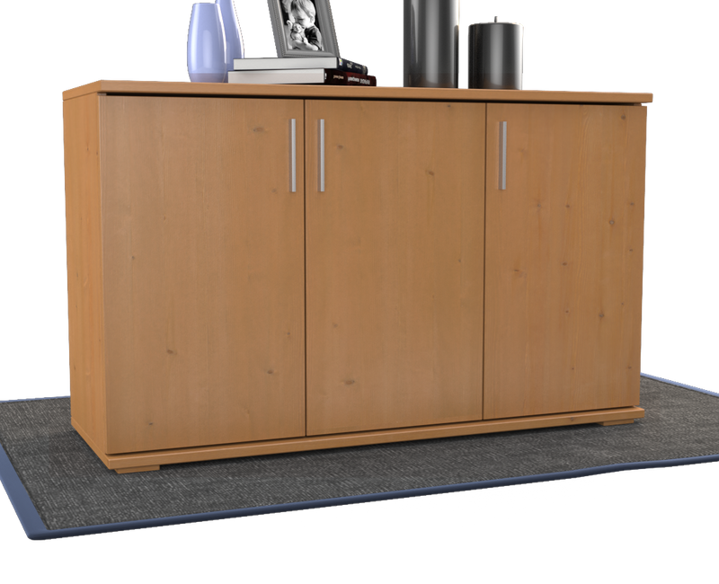 Nobis Kommode Bio Kiefer Massivholz | 3-Türig Sideboard mit Regalböden aus 100% Bio Kiefer