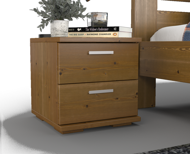 Nobis Kiefer Massivholz Nachttisch | 2-Schubladen Nachtschrank aus 100% Bio Kiefer