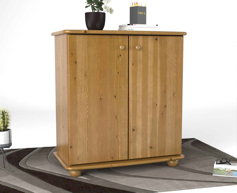 Anika Kommode Bio Kiefer Massivholz | 2-Türig Sideboard mit Regalfächer aus 100% Massivholz
