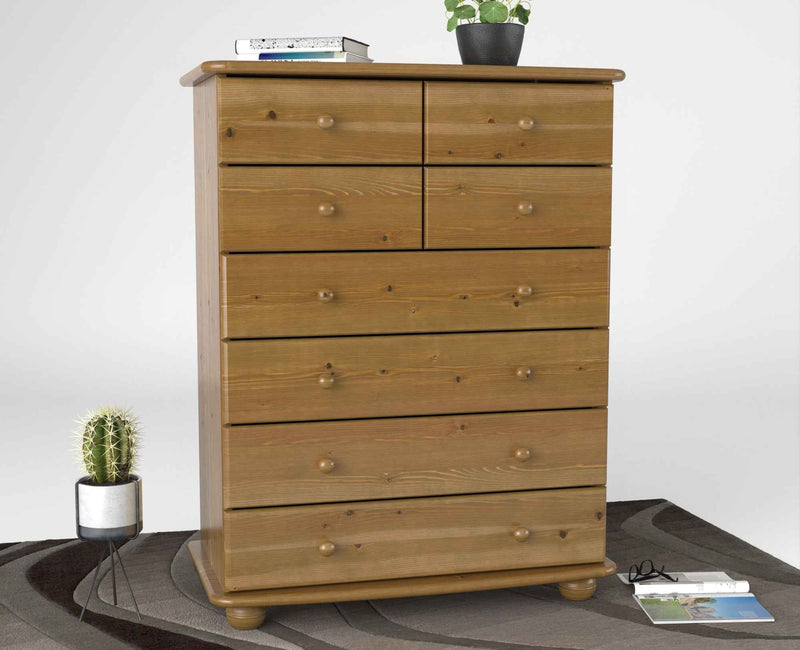 Anika Bio Kiefer Massivholz Kommode 8-Schubladen aus 100% Bio Kiefer