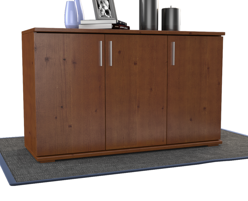 Nobis Kommode Bio Kiefer Massivholz | 3-Türig Sideboard mit Regalböden aus 100% Bio Kiefer