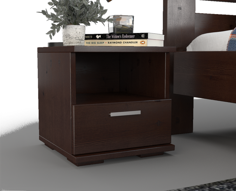 Nobis Kiefer Massivholz Nachttisch mit 1 Schublade und Regal | 100% Bio Kiefer