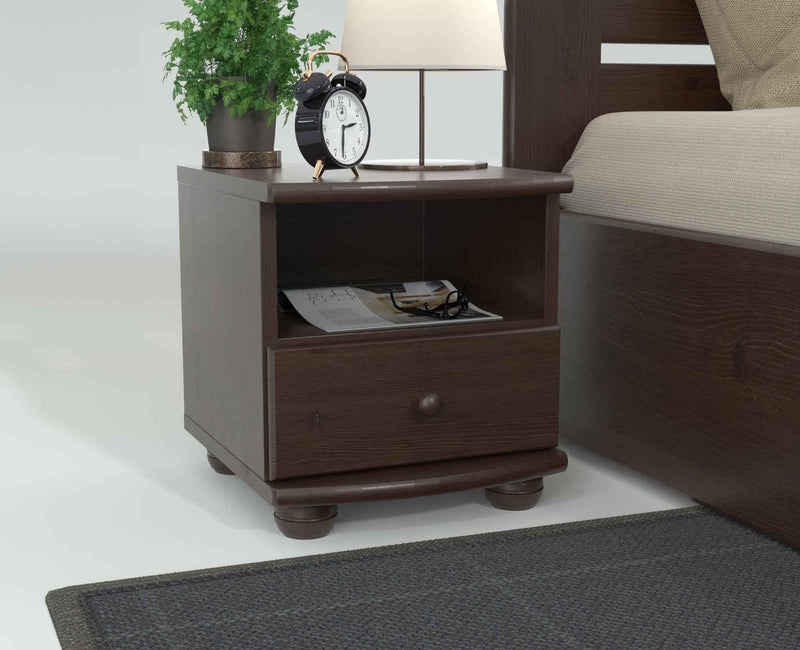 Claudia Kiefer Nachttisch Massivholz mit 1-Schublade und 1 Regal | 100% Bio Kiefer