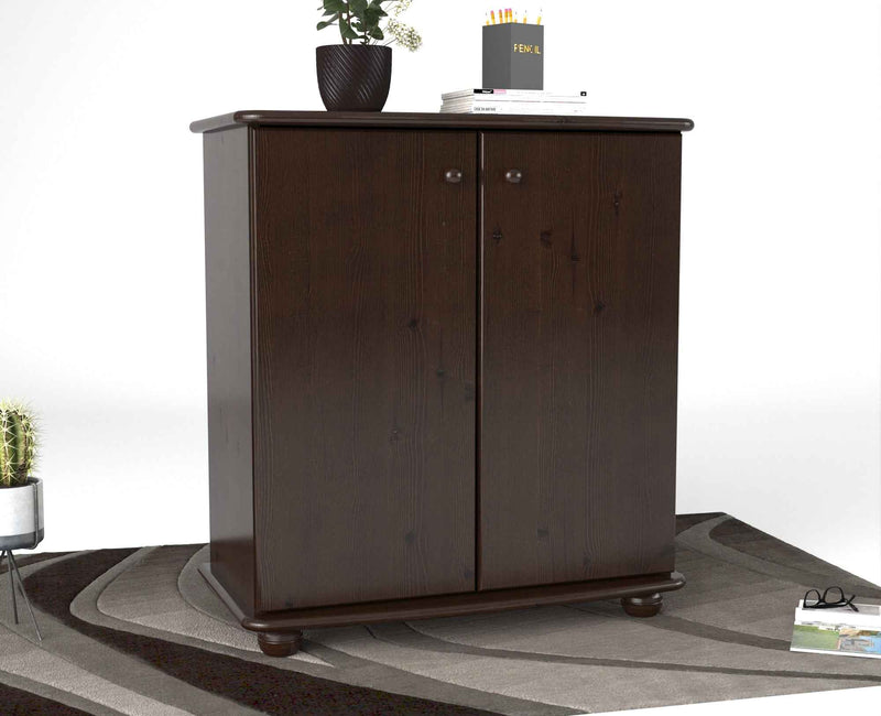 Anika Kommode Bio Kiefer Massivholz | 2-Türig Sideboard mit Regalfächer aus 100% Massivholz