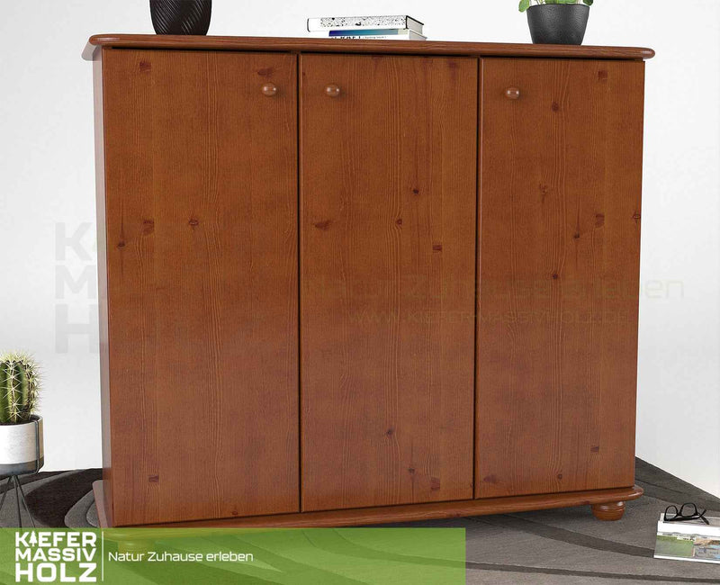 Anika Kommode Bio Kiefer Massivholz | 93er Sideboard 3-Türig mit Regalfächer