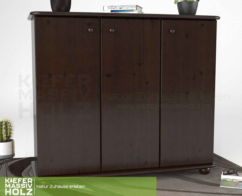 Anika Kommode Bio Kiefer Massivholz | 93er Sideboard 3-Türig mit Regalfächer