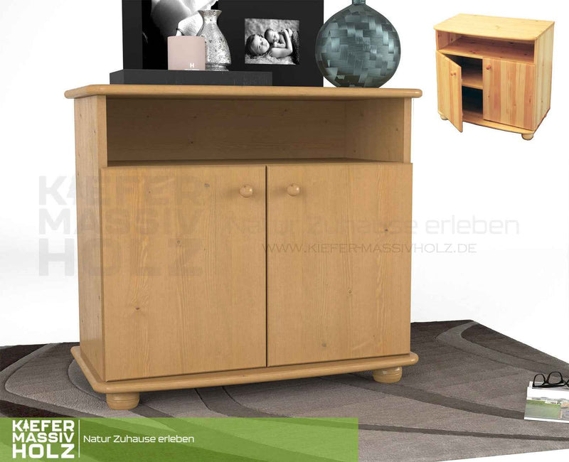 Claudia Kommode Sideboard aus 100% Bio Kiefer Massivholz | 2-Türig | 1 Regal