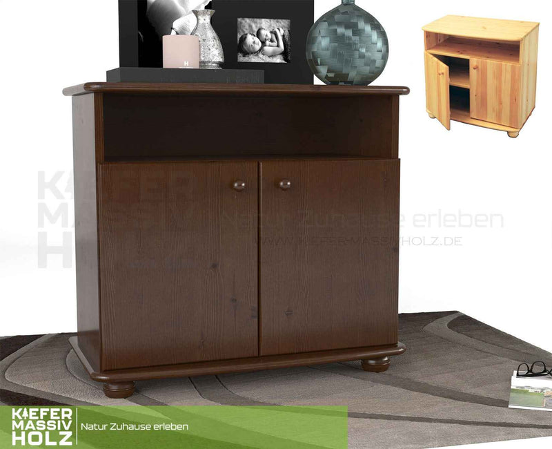Claudia Kommode Sideboard aus 100% Bio Kiefer Massivholz | 2-Türig | 1 Regal