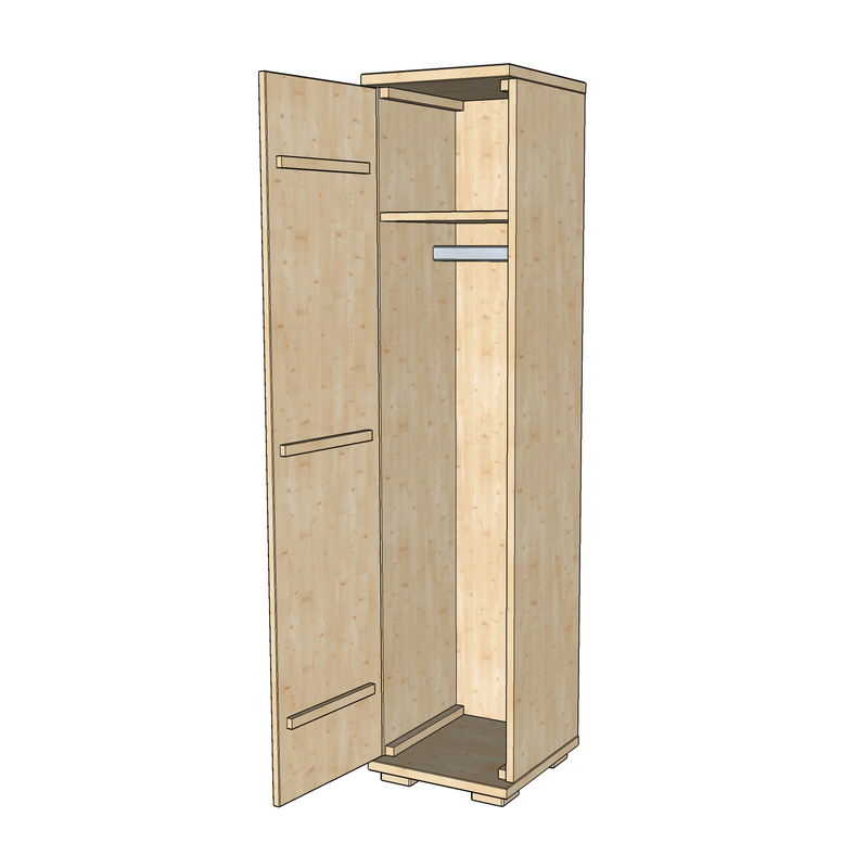 Nobis Kleiderschrank Bio Kiefer | 59 cm Tiefe 1-Türig mit Kleiderstange aus 100% Bio Kiefer Massivholz