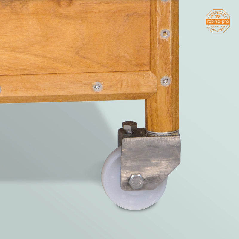 Jardinière Robinia-Pro sur pilotis et roues, avec treillis classique