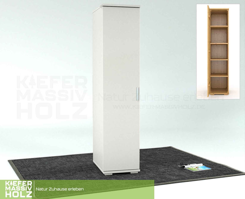 Nobis Kleiderschrank Bio Kiefer | 59 cm Tiefe 1-Türig mit Kleiderstange aus 100% Bio Kiefer Massivholz