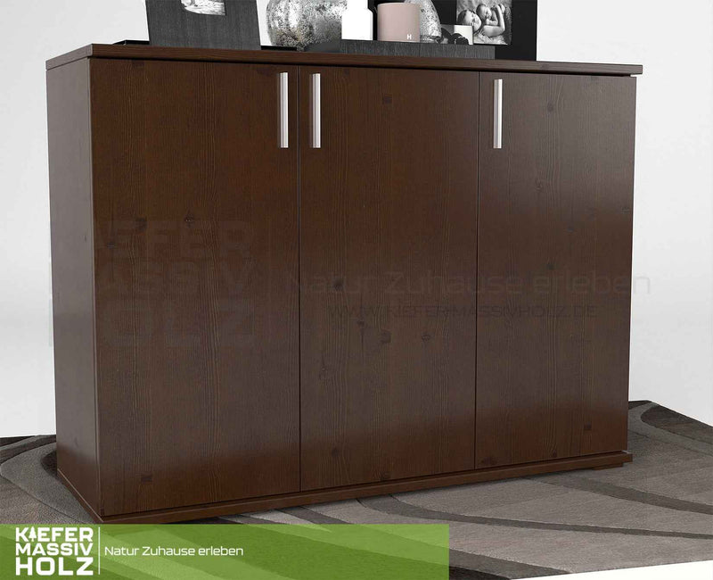 Nobis Kommode 120 Bio Kiefer | 3-türiges Sideboard aus 100% massivem Kiefernholz