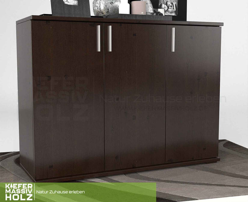 Nobis Kommode 120 Bio Kiefer | 3-türiges Sideboard aus 100% massivem Kiefernholz