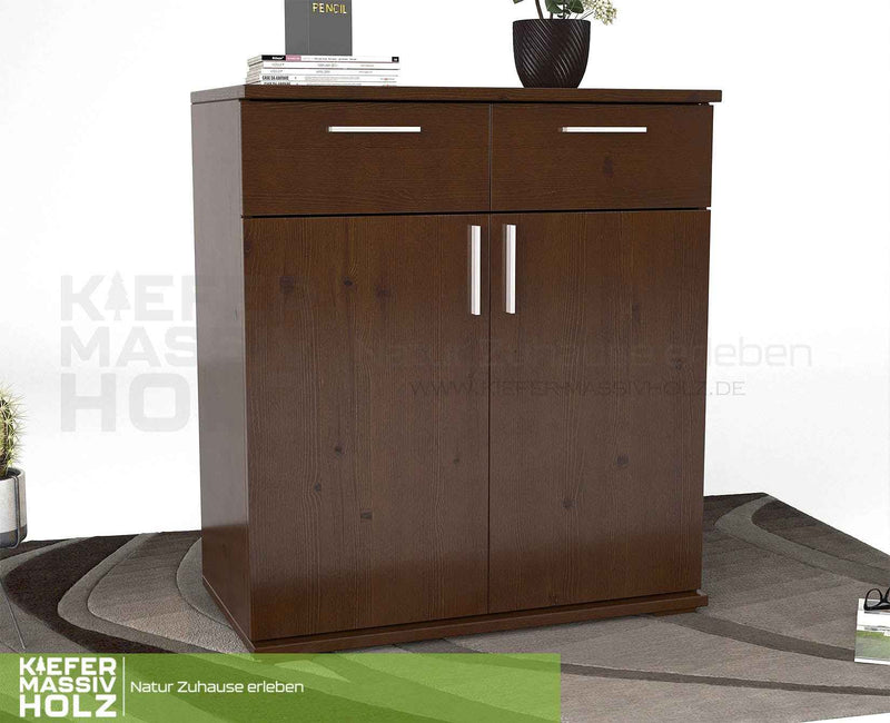 Nobis Kommode Massivholz 90-er | Anrichte | 2-Schubladen & 2-Türig | 100% Bio Kiefer