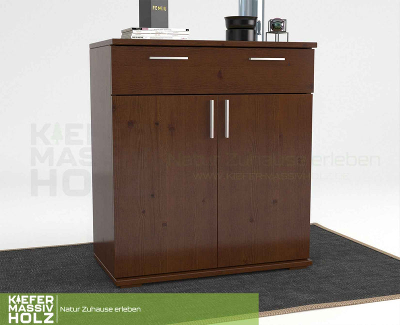 Nobis Kommode 100% Bio Kiefer | Sideboard mit 1-Schublade und 2-Türen | 90cm hoch