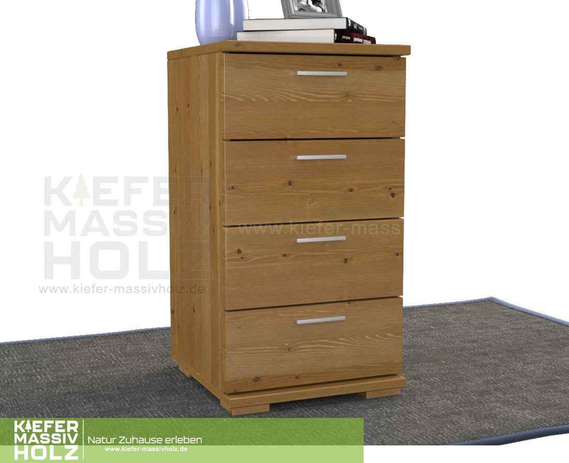 Nobis Schubladenkommode Bio Kiefer Sideboard | 4-Schubladen | 74cm hoch | 100% Massivholz