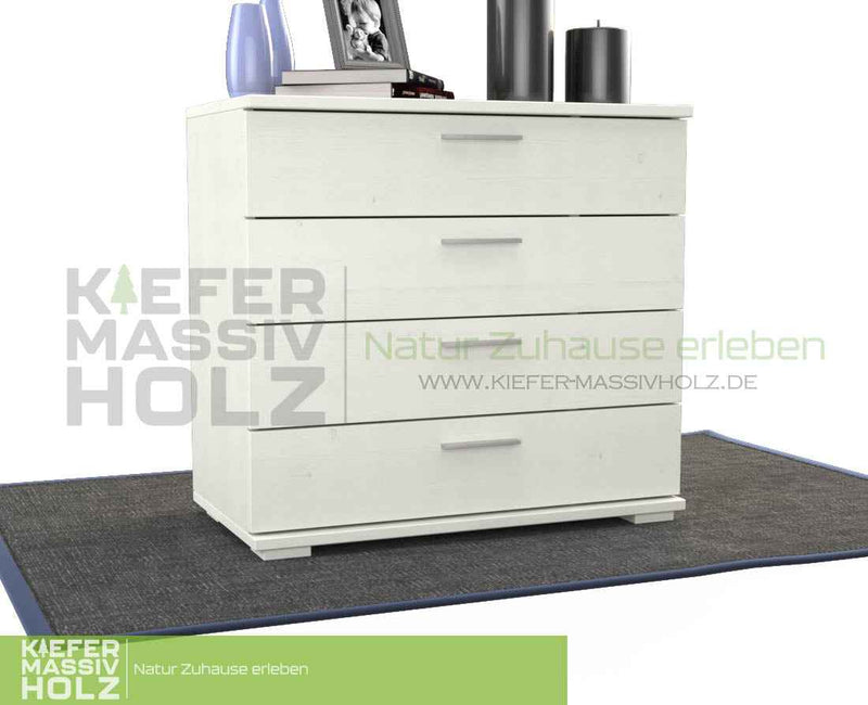 Nobis Kommode aus Kiefer Massivholz | Sideboard Anrichte mit 4 Schubladen aus 100% Bio Holz