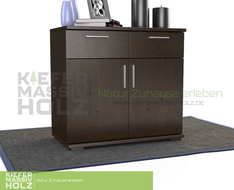 Nobis Kommode Massivholz aus 100% Bio Kiefer | 2-Türig mit 2 Schubladen für stilvolles Wohnen
