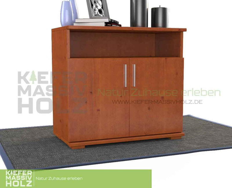 Nobis Kommode Sideboard Bio Kiefer Massivholz | 2-Türig mit Regalfach | 100% Natürliches Design